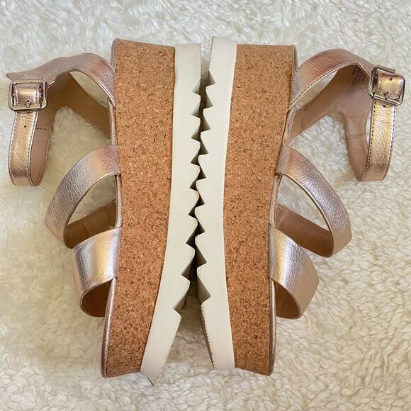 STEVE MADDEN Kirsten Rose Leather Platform Wedge Sandals Strappy Platform 10 - Picture 8 of 12